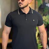 Polo Preta Detalhe Bege DLZ