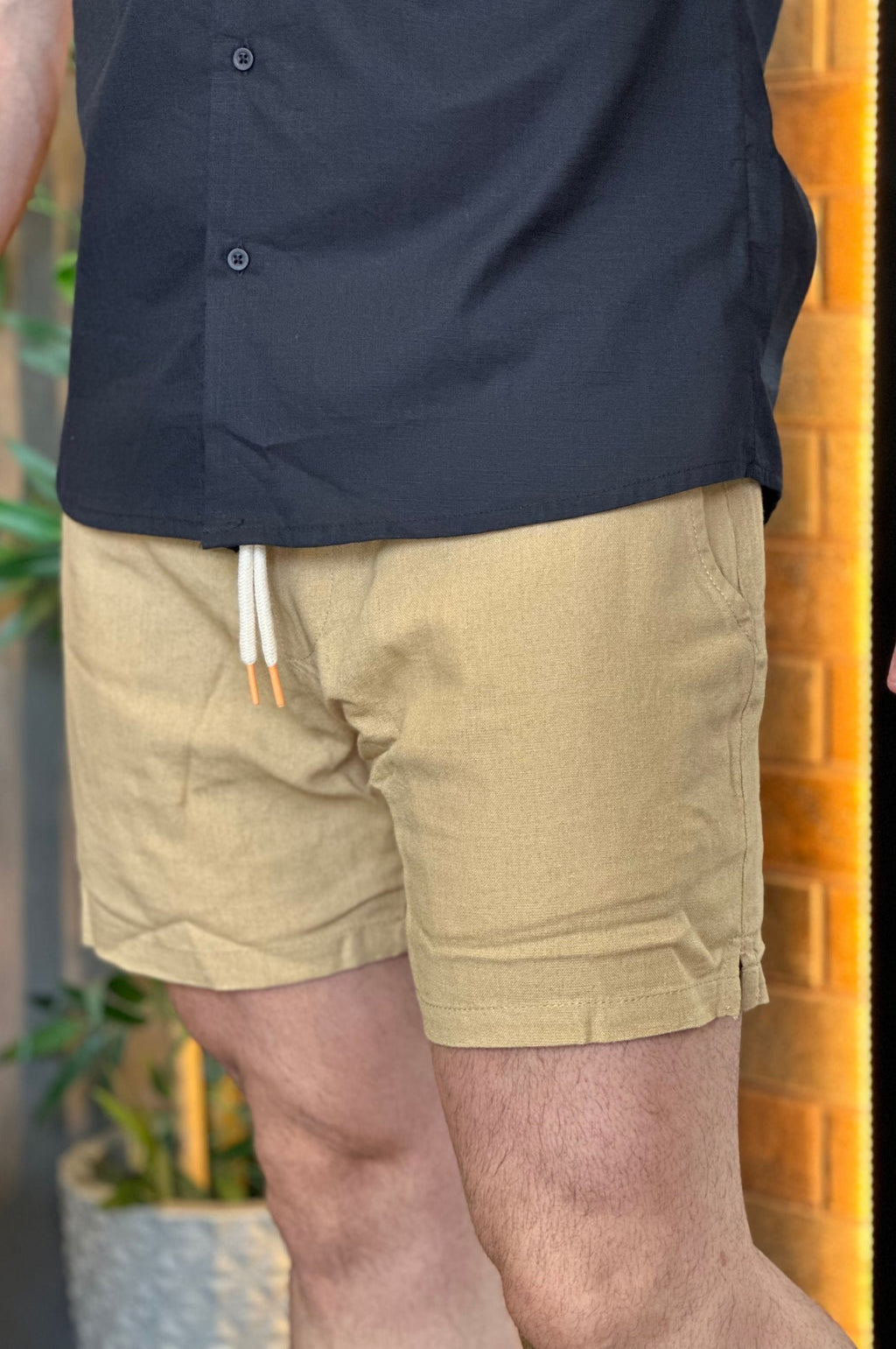 Short Linho Ocre King&Joe