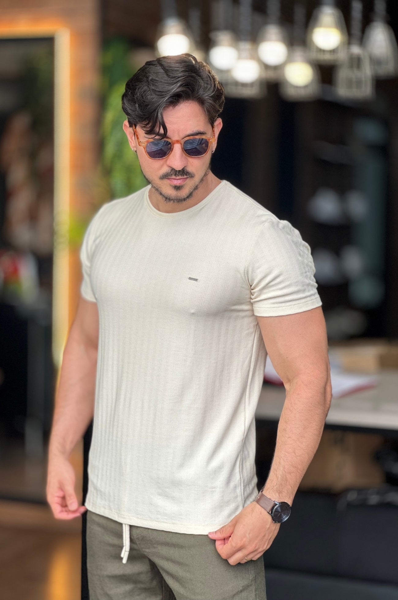 Camiseta Texturizada Bege Docthos