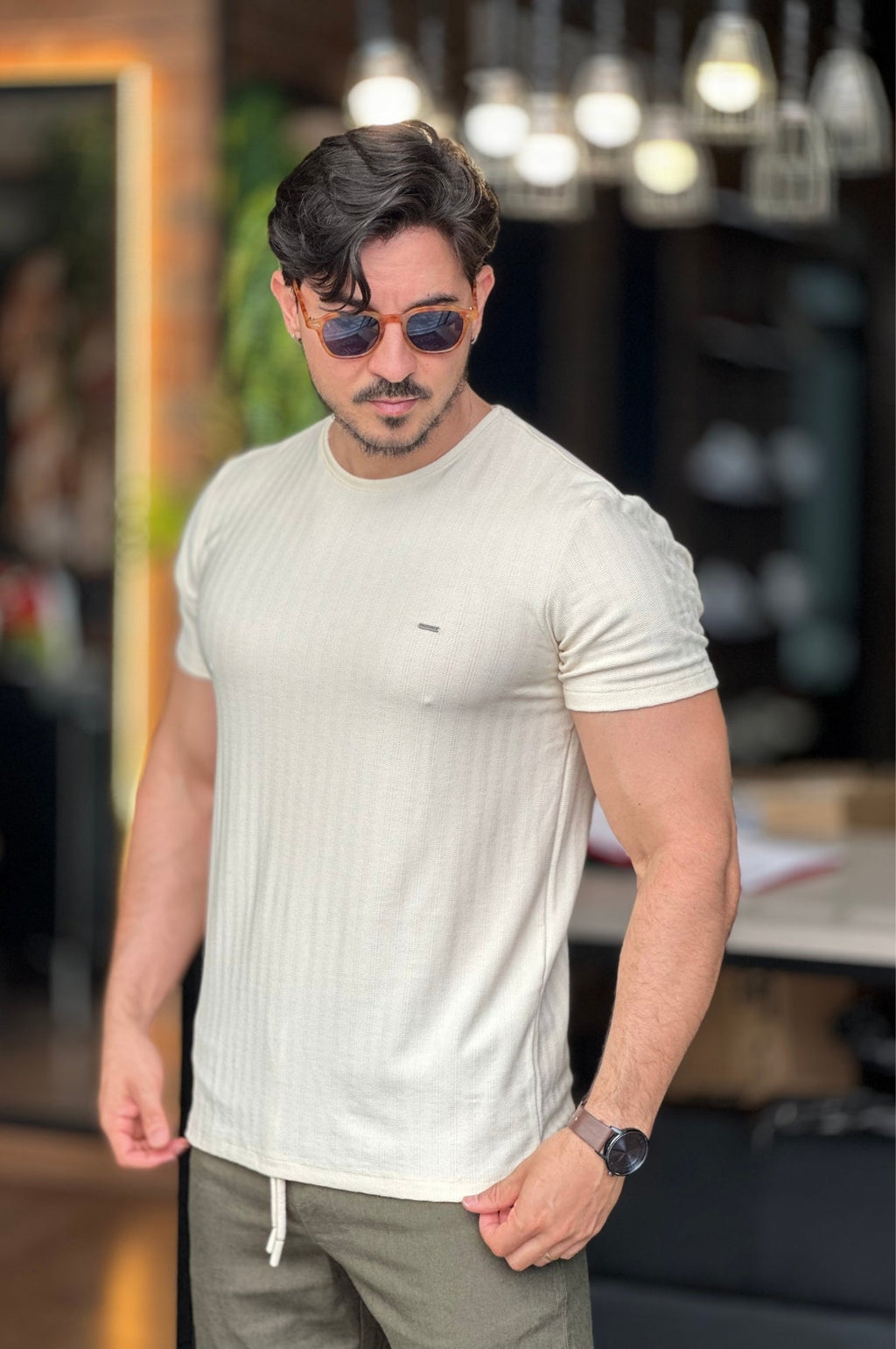 Camiseta Texturizada Bege Docthos