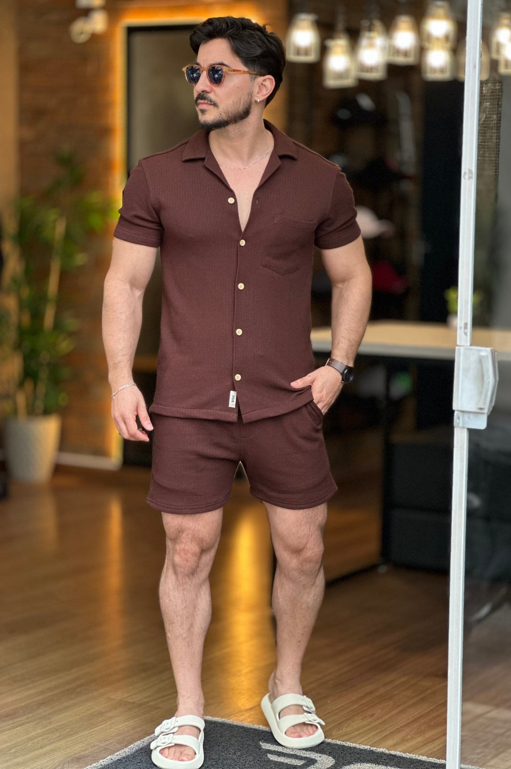 Conjunto Texturizado Marrom Ankor